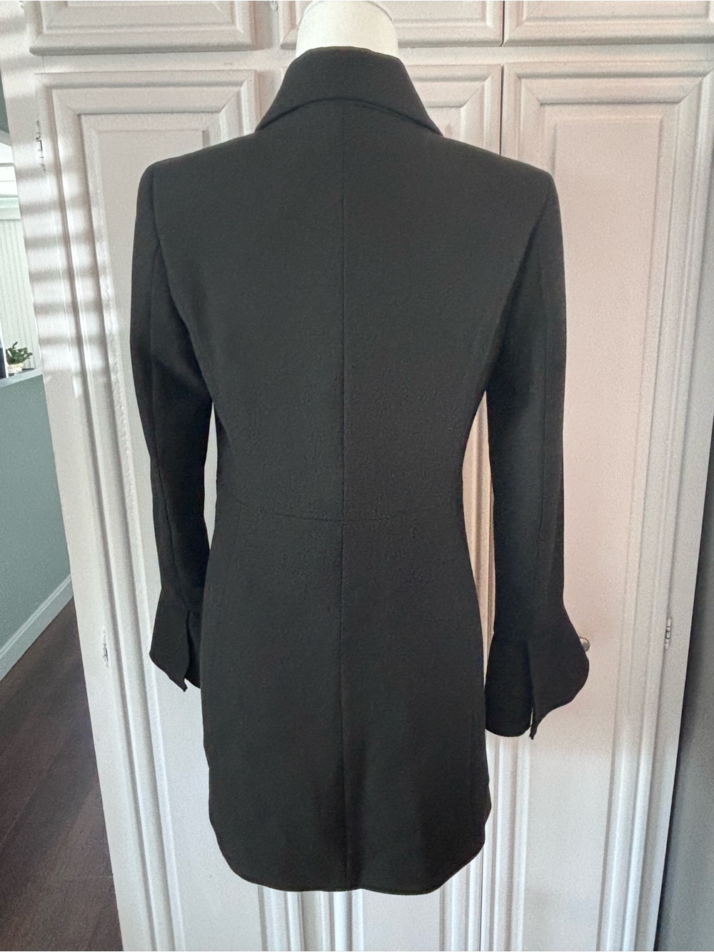 Zara Black Ruffle Cuff Coat sz S - Picture 2 of 14